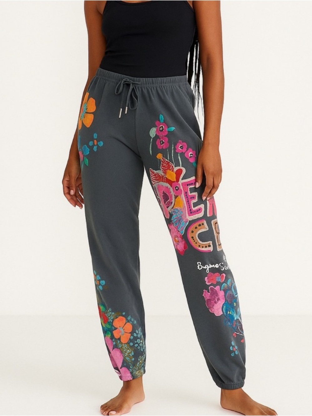 Natural Life Quinn Peace begins with a smile Charcoal Gray Joggers